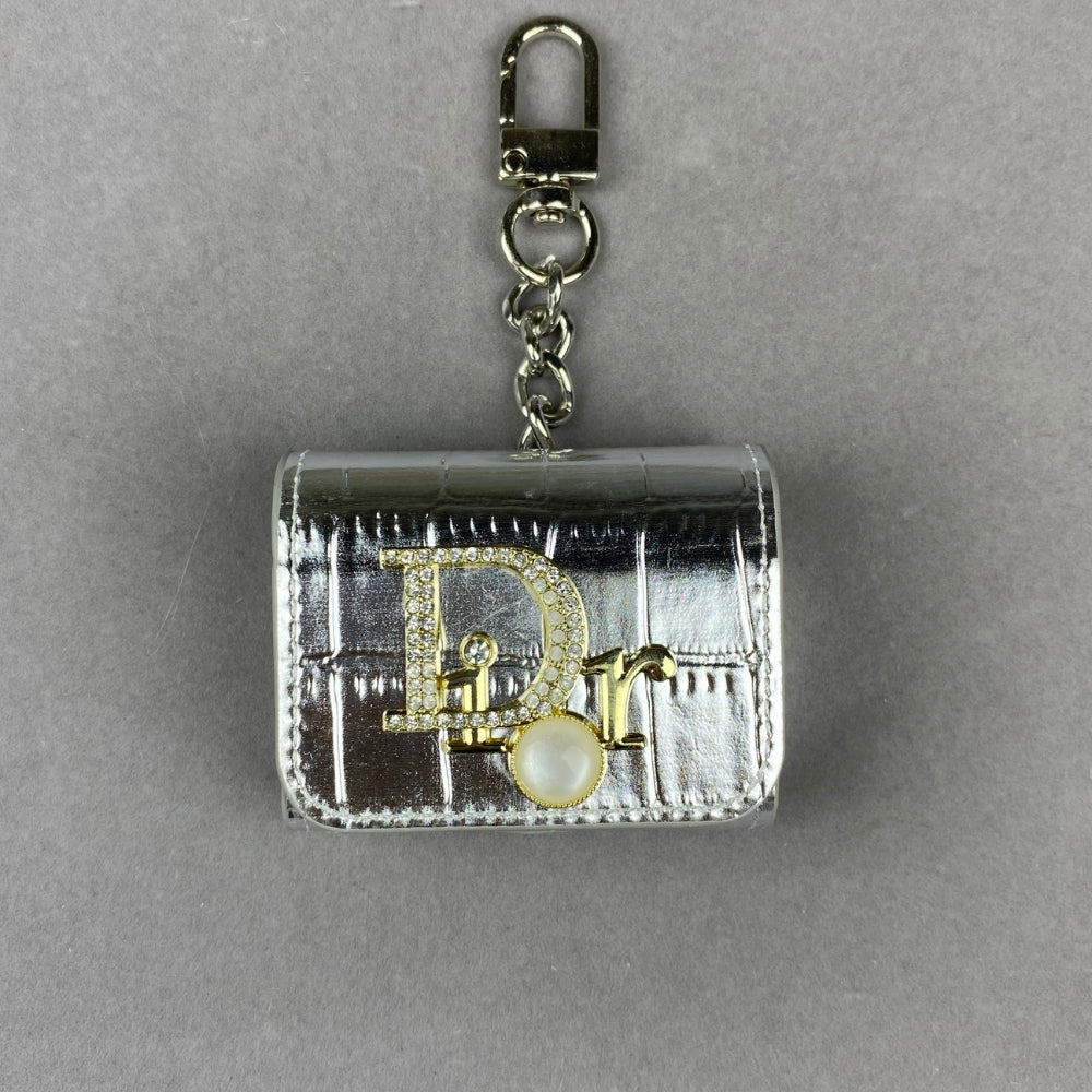 YS-L, L-V, V-W, PRA-DA, DI-OR,  Airpod Case Bag Metal Chain Black Silver