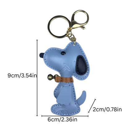 Classic Comic-Style Beagle Keyring - PU Leather Dog Keychain & Bag Accessory in Monochrome
