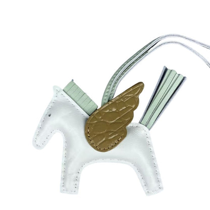 Genuine Leather Premium Lamb Leather Croc-Embossed Pegasus Charm Pendant - Bag Accessory Bag Charm