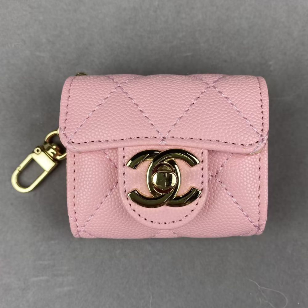 Chan-el Luxury Mini Bag Airpod Case Bag Magnetic Buckle With Gold Metal Chain